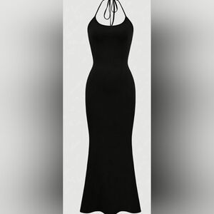 Elegant Black Halter Dress